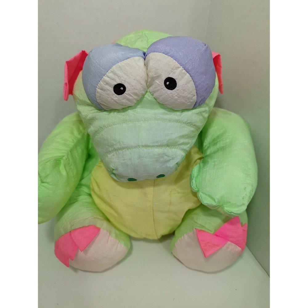 Prestige Toy Nakajima Dragon Nylon Stuffed Plush Vintage 1989 green pink USED